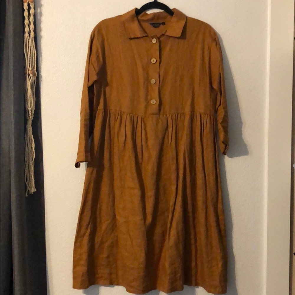Rust linen dress.